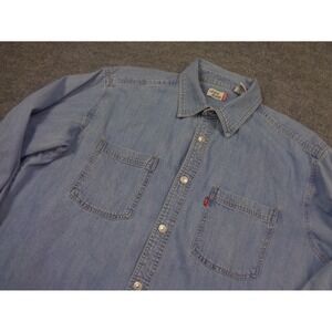 Vintage Levi's Shirt Mens L Blue Denim Metal Buttons Western Cowboy Work Pockets